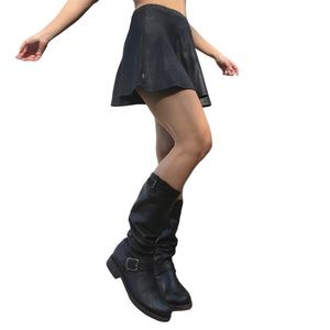 New XS Vans Skate Black Circle Skirt Faux Leather